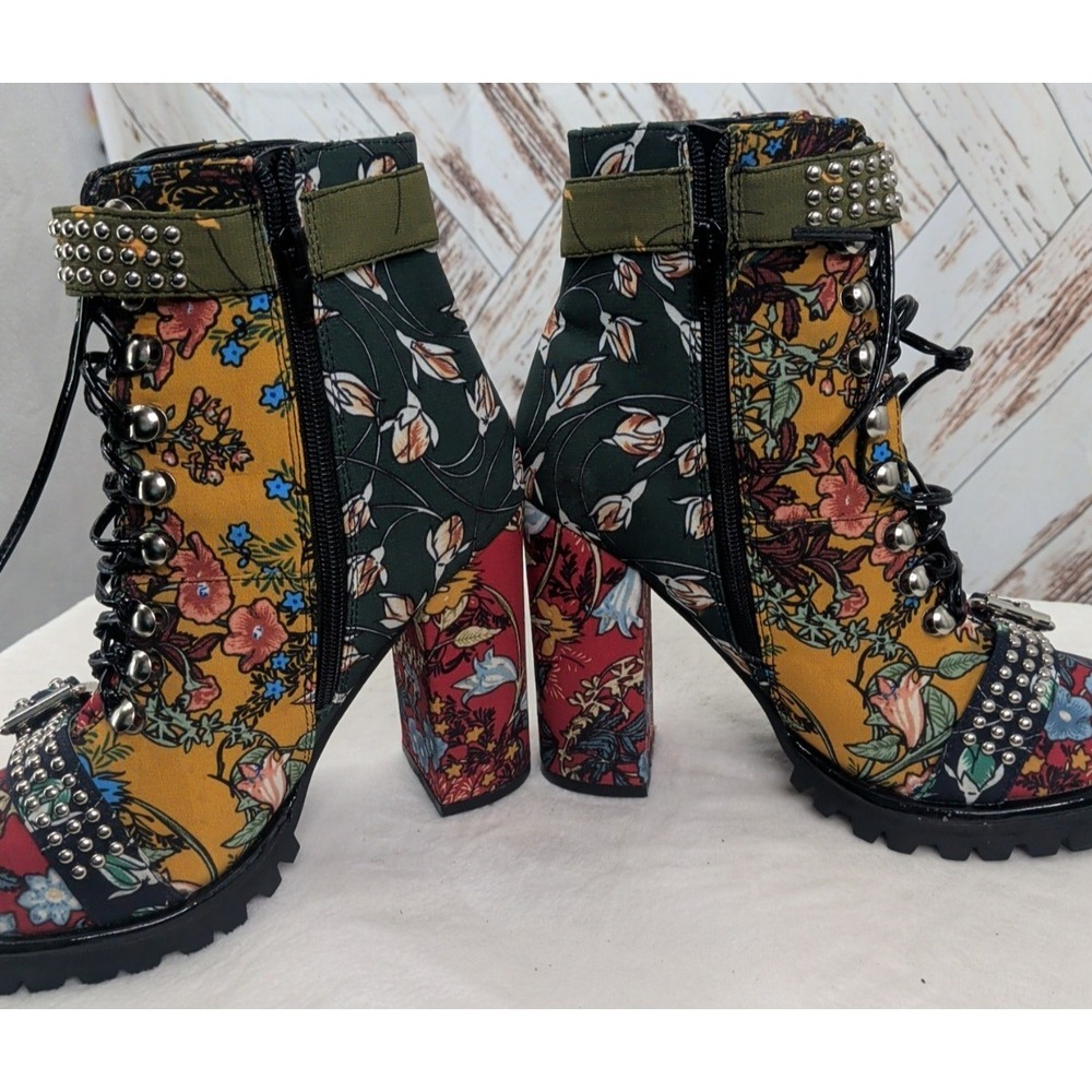 Jeffrey Campbell Lilith Block Heel Bootie In New Floral Design - Picture 7 of 8
